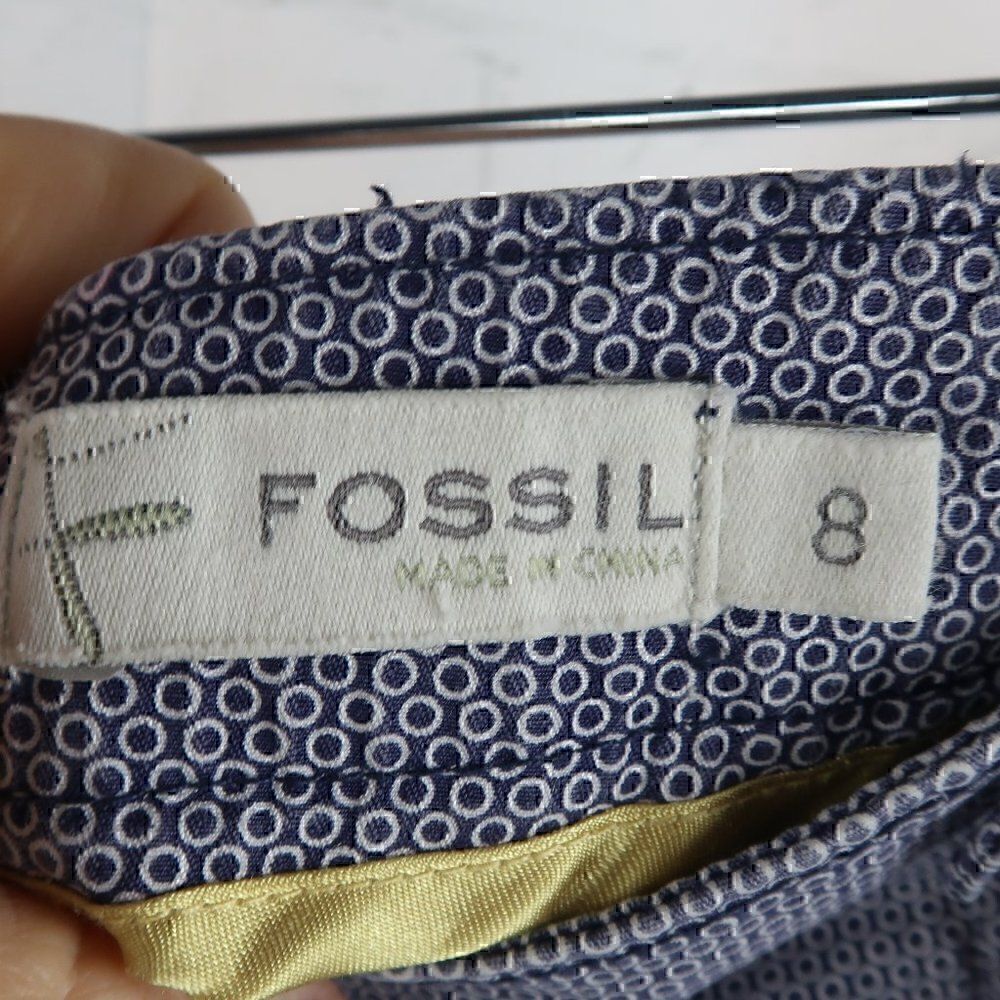 FOSSIL BLUE & WHITE POLKA DOT SKIRT SIZE 8 - Picture 2 of 7